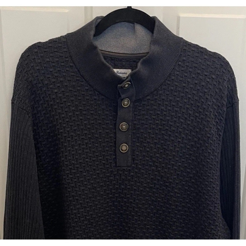 Tommy Bahama Pullover Sweater Sandbar Button Mock 1/4 Button Waffle-Knit XXL